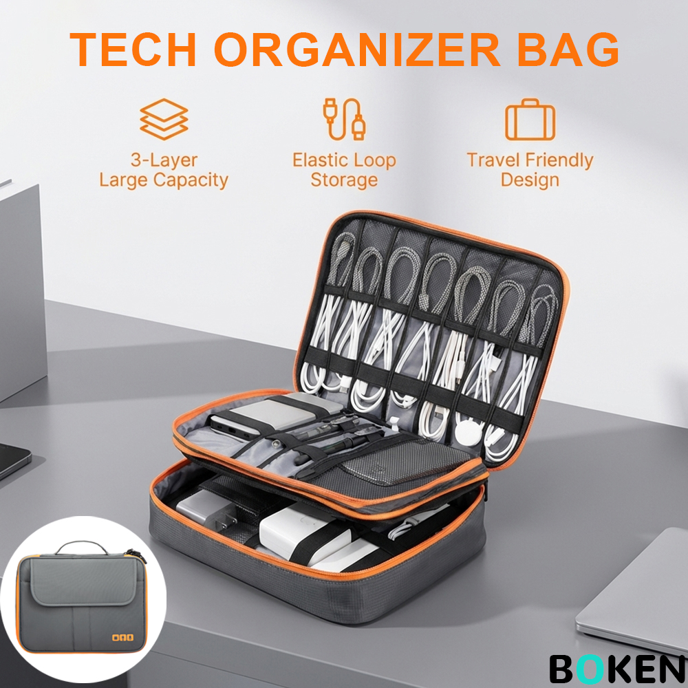 Tech Accessories Storage - Large Capacity Tech Organizer Bag Portable