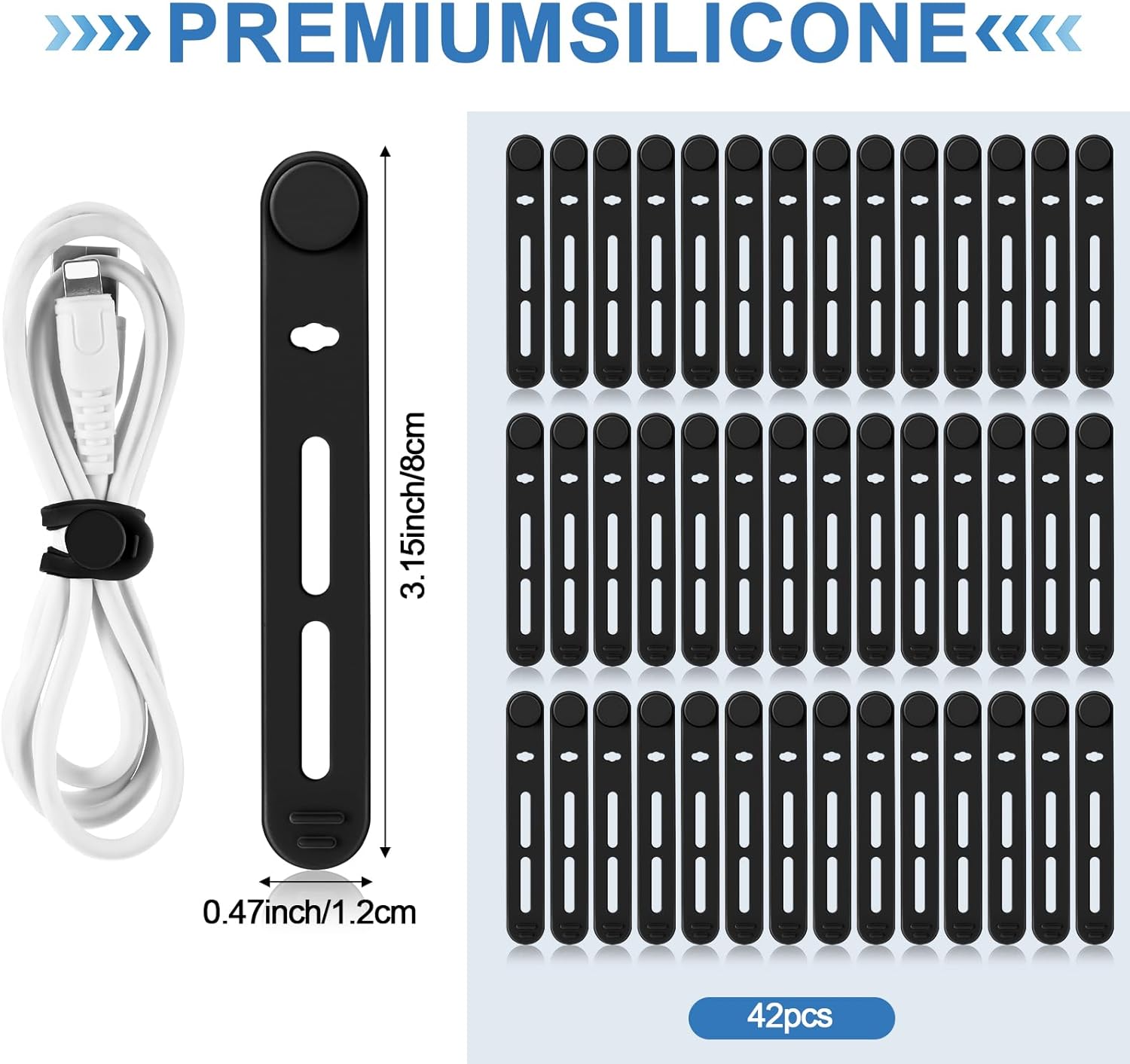 42 Pcs Silicone Cable Ties Reu - Travel Cable Organizer ulasan dan harga
