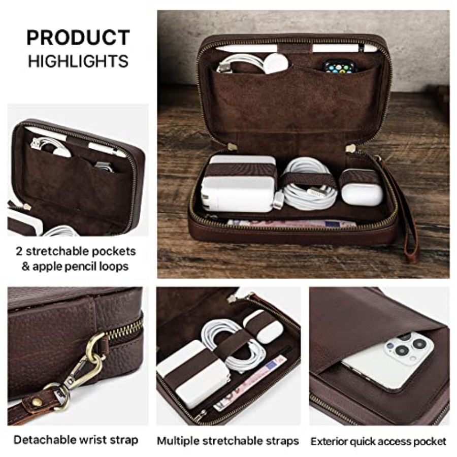 Full Grain Leather Electronic  - Tech Accessories Storage ulasan dan harga
